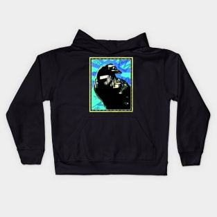 Raven Perching Out Kids Hoodie